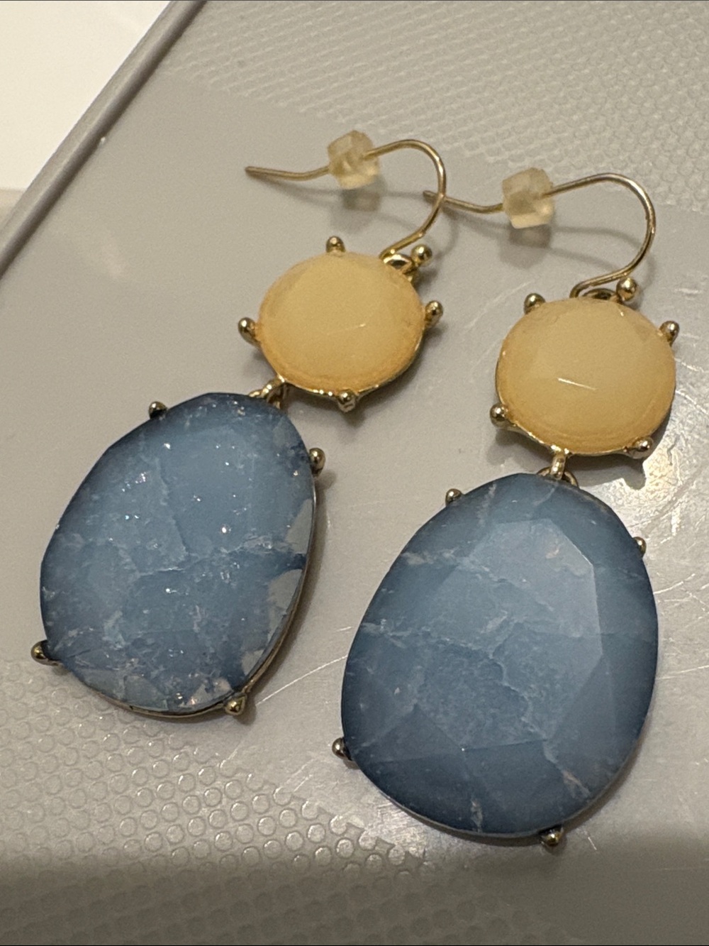 LOFT Yellow and Blue Double-Drop Stone Earrings - Picture 2 of 2